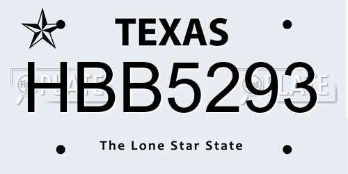 HBB5293 Texas License Plate