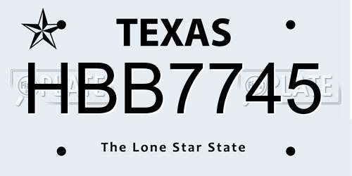 HBB7745 Texas License Plate