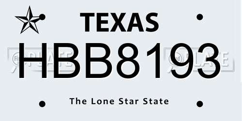 HBB8193 Texas License Plate