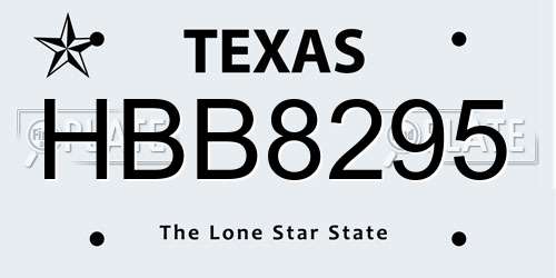 HBB8295 Texas License Plate