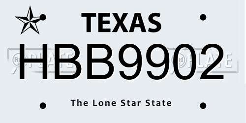 HBB9902 Texas License Plate