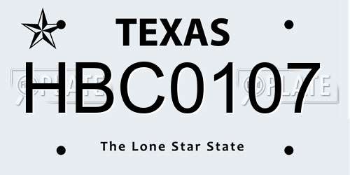 HBC0107 Texas License Plate