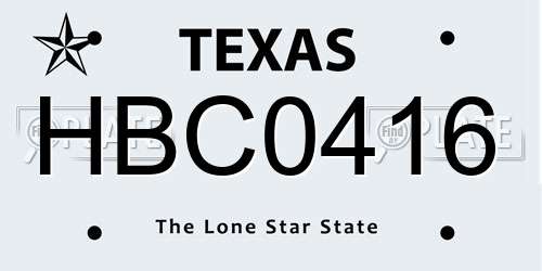 HBC0416 Texas License Plate
