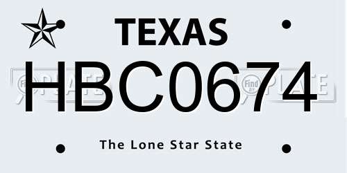 HBC0674 Texas License Plate