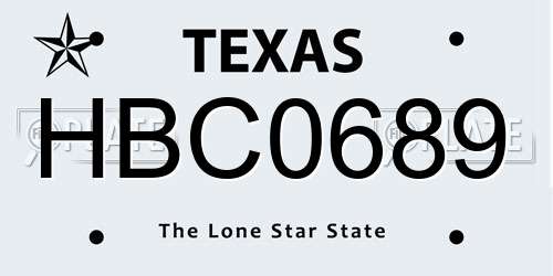 HBC0689 Texas License Plate