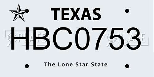 HBC0753 Texas License Plate