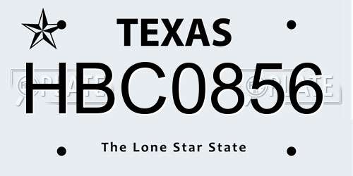 HBC0856 Texas License Plate
