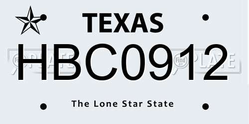 HBC0912 Texas License Plate