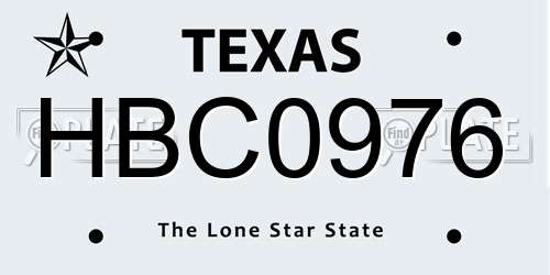 HBC0976 Texas License Plate