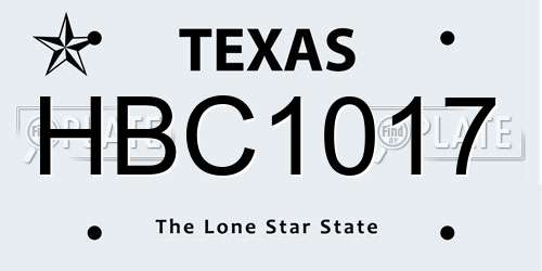 HBC1017 Texas License Plate