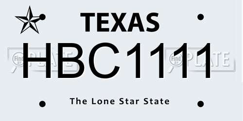 HBC1111 Texas License Plate
