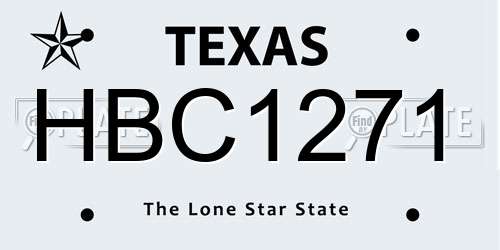 HBC1271 Texas License Plate