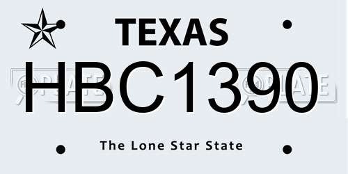 HBC1390 Texas License Plate