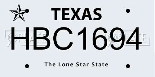 HBC1694 Texas License Plate