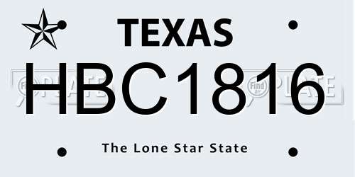 HBC1816 Texas License Plate