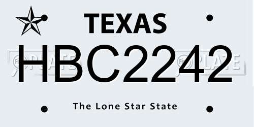 HBC2242 Texas License Plate