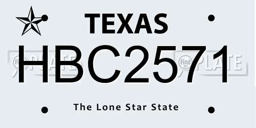 HBC2571 Texas License Plate