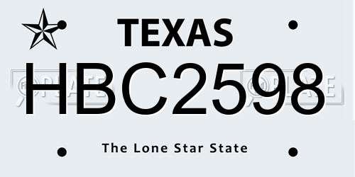 HBC2598 Texas License Plate