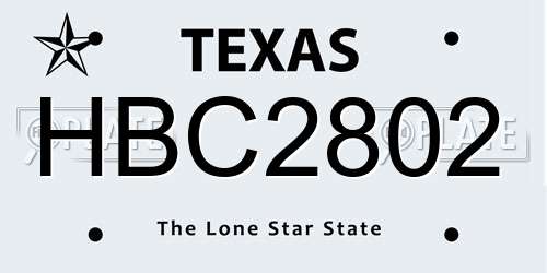 HBC2802 Texas License Plate