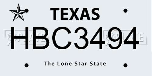 HBC3494 Texas License Plate