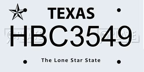HBC3549 Texas License Plate