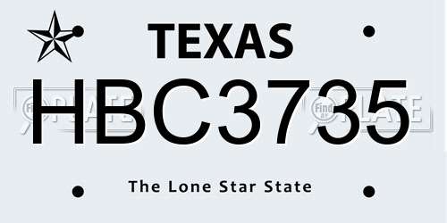 HBC3735 Texas License Plate