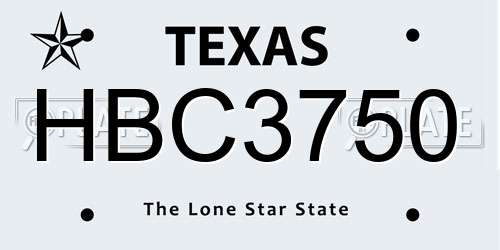 HBC3750 Texas License Plate