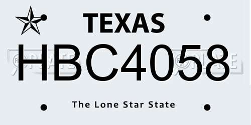 HBC4058 Texas License Plate