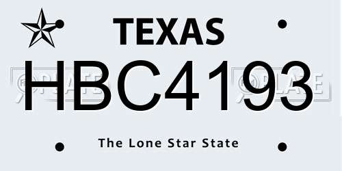 HBC4193 Texas License Plate