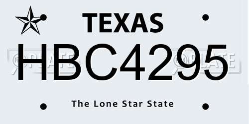 HBC4295 Texas License Plate