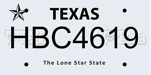 HBC4619 Texas License Plate