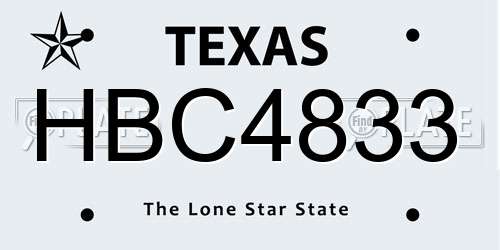 HBC4833 Texas License Plate