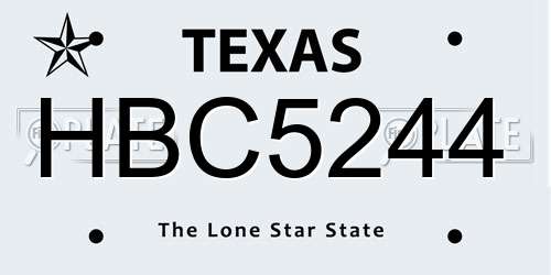 HBC5244 Texas License Plate