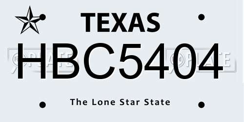 HBC5404 Texas License Plate