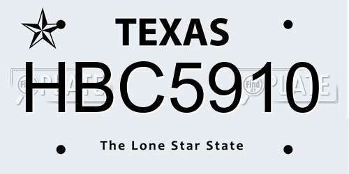 HBC5910 Texas License Plate