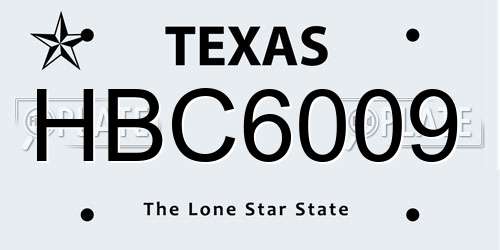 HBC6009 Texas License Plate