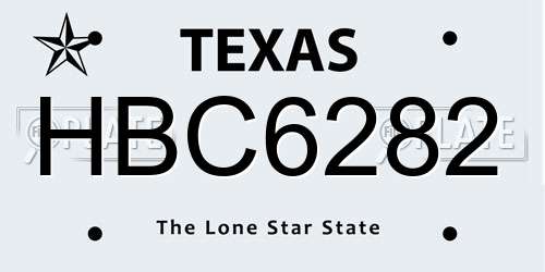 HBC6282 Texas License Plate