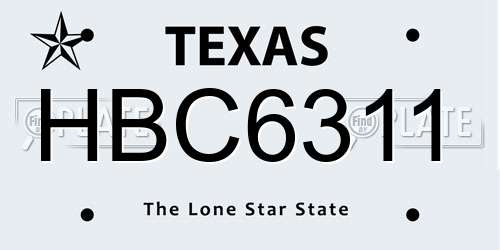 HBC6311 Texas License Plate