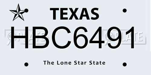 HBC6491 Texas License Plate