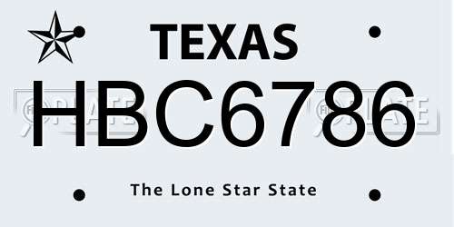 HBC6786 Texas License Plate