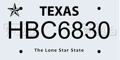 HBC6830 Texas License Plate