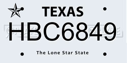 HBC6849 Texas License Plate