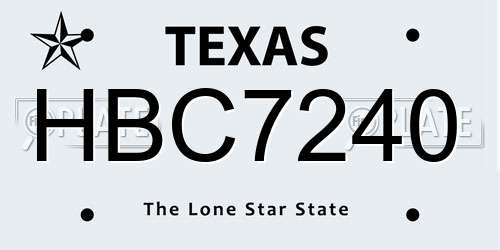 HBC7240 Texas License Plate