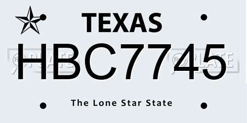 HBC7745 Texas License Plate