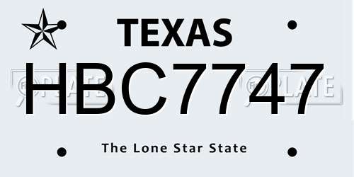 HBC7747 Texas License Plate