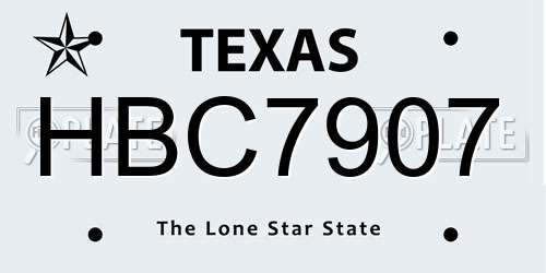 HBC7907 Texas License Plate