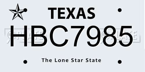 HBC7985 Texas License Plate