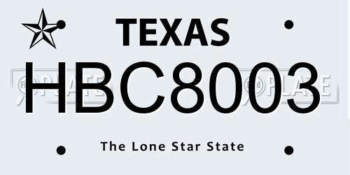 HBC8003 Texas License Plate