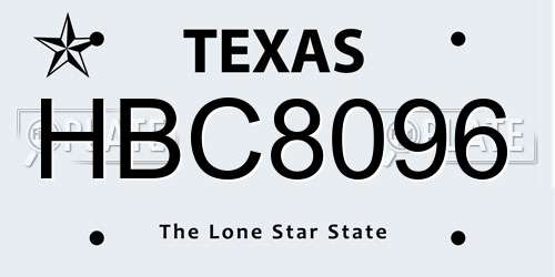 HBC8096 Texas License Plate