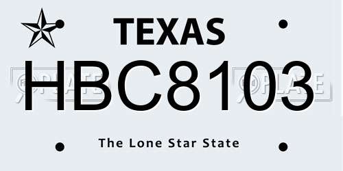 HBC8103 Texas License Plate